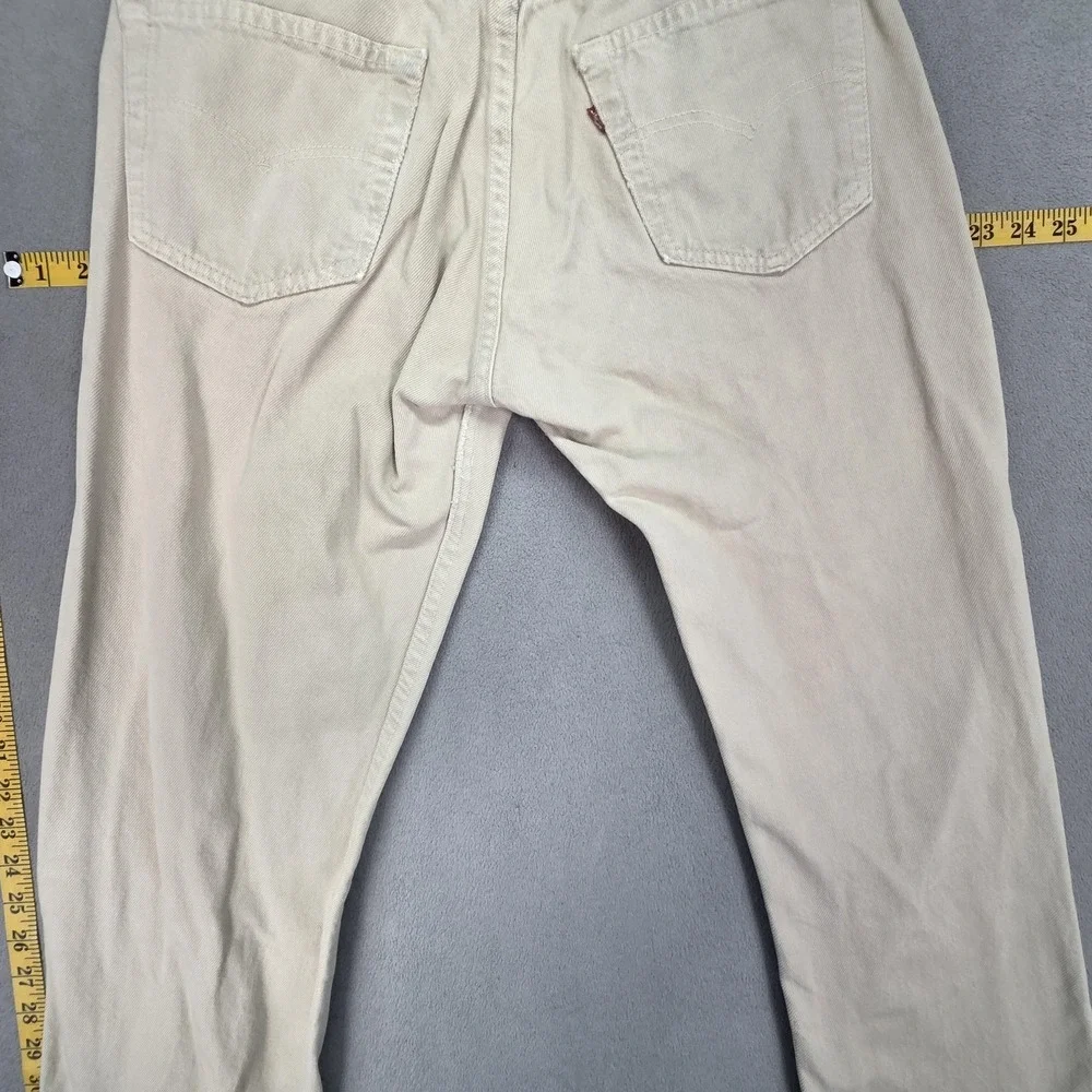 Vintage Levis 501 Jeans Mens Beige‎ Button Fly USA 90s Repaired Fits 28x31
